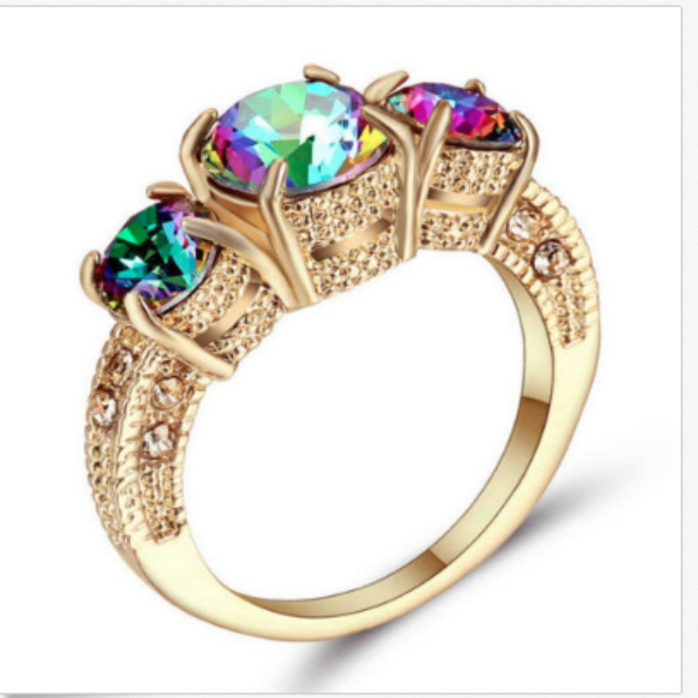 Rainbow Mystic Topaz Size 8 10k GF Ring Gold 10KT - Picture 4 of 4